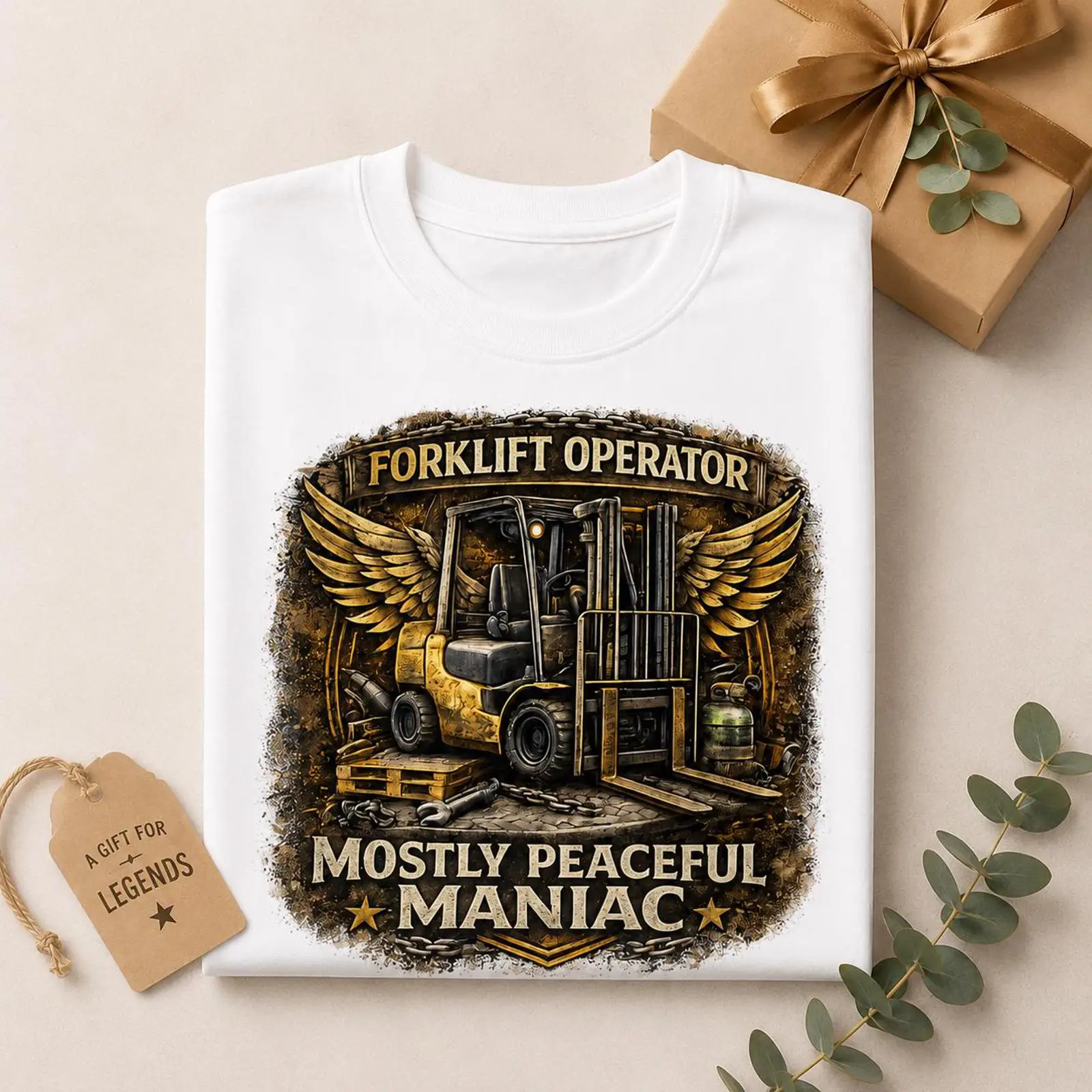 Heavy Equipment Driver - Forklift Operator T Shirt Mostly Peaceful